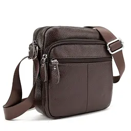 Шкіряний компактний чоловічий месенджер коричневий Tiding Bag M56-0080C - мініатюра 8