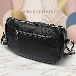 Шкіряна сумка напівкруглого формату на плече Vintage 22394 чорна - мініатюра 4