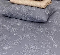 Комплект постільної білизни Ecotton двоспальний Сімейний 150х215 см сатин синій з Квітами (рис. 24306) (24825) - мініатюра 2
