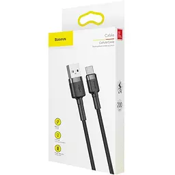 Кабель Baseus Cafule Cable USB to Type-C 2A 2m CATKLF-CG1 Black-Grey - мініатюра 3