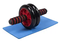 Ролик для пресу подвійний EasyFit з килимком Червоний - мініатюра 2