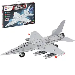 Конструктор металевий для дітей Винищувач «F-16» ТехноК 430 деталей - мініатюра 4