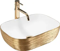 Умивальник Rea Belinda 33x46,5 white/gold brush (REA-U7422), Структурна
