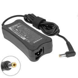Блок живлення для ноутбука Lenovo 19V, 3.42A, 65W, 5.5x2.5mm, Bone Shape, L-подібний роз'єм, Black (без кабеля !) - мініатюра 2