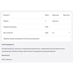 Інозитол Nutricost 500 мг 240 капсул - мініатюра 4