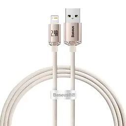 USB кабель Baseus Crystal Shine Series Fast Charging Data Cable USB to iP 2.4A 1.2m рожевий CAJY001104