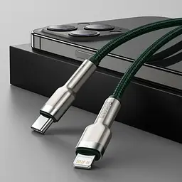 Кабель Baseus Cafule Metal USB-C to Lightning PD 20W 2m Green (CATLJK-B06) [169513] - мініатюра 6