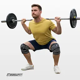 Бинт для присідань EasyFit EF-0065-GY, фіксатор колінного суглоба, чорно-білий - мініатюра 6