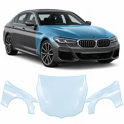Антигравійна захисна бронеплівка за лекалами для BMW 5 Series G30 facelift 2020-2023 - капот і передні крила