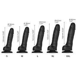 Реалістичний фалоімітатор Strap-On-Me Sliding Skin Realistic Dildo Black - XXL - мініатюра 4