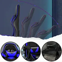 Крісло геймерське Yato Player з підставкою для ніг та масажем Blue/Black (100002) - мініатюра 7