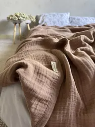 Покривало Zeintex Heaven муслінове бавовняне горіхове 180х230 см - мініатюра 6
