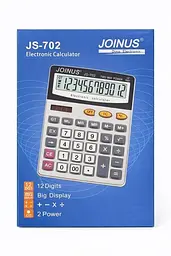 Калькулятор настільний JOINUS JS-702, 12-розрядний, великий дисплей, подвійне живлення (сонячна батарея + батарейка) - мініатюра 3