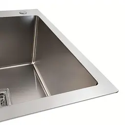 Кухонна мийка Platinum Handmade 78x50B R нержавійка (два отвори ,квадратний сифон 3.0/1.0) - мініатюра 4