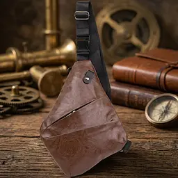 Сумка слінг шкірозамінник 20566 Vintage темно-коричнева - мініатюра 1