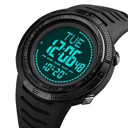 Годинник чоловічий спортивний з компасом Skmei 2147 Compass (Чорний з чорним циферблатом) - мініатюра 4