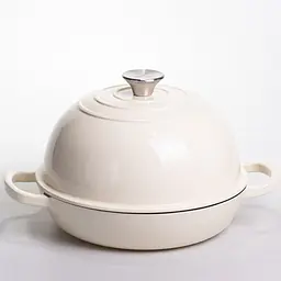Жаровня-голландська піч чавунна емальована 2 л, бежевий Yongkang HP-FLG-22 BEIGE
