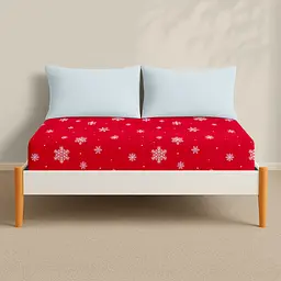Простирадло на резинці фланель 160х200х30 SNOWFLAKES CRANBERRY COSAS (4822052475850) - мініатюра 3
