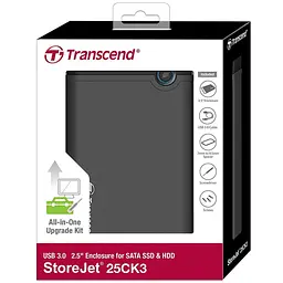 Зовнішня кишеня для HDD/SSD Transcend StoreJet 25CK3 2.5` SATA to USB 3.0 Rubber (TS0GSJ25CK3) [69861] - мініатюра 3