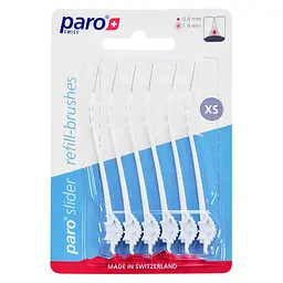 Змінні міжзубні щітки Paro slider XS Ø 1.9 мм, 6 шт, для очищення міжзубних проміжків, брекетів, імплантів, коронок і мостів