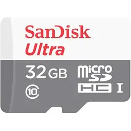 Карта пам'яті SanDisk microSDHC, 32Gb, Ultra, Class10 UHS-I U1, без адаптера, до 100 МБ/с (SDSQUNR-032G-GN3MN)