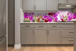 Кухонний фартух Рожева Орхідея для кухні наклейка ПВХ великі квіти Рожевий 60х250 см Happy Pocket Z180509 - мініатюра 6
