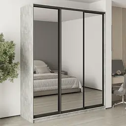 Шафа-купе тридверна MebelStar Стандарт BG 3 Дзеркала 200x60x240 см Бетон (MBS-8816)