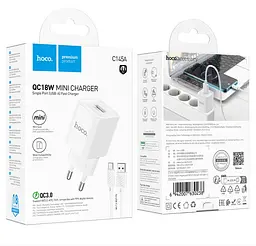 СЗУ Hoco C145A Charm single port QC3.0 charger set(Type-C)(EU) White - мініатюра 2