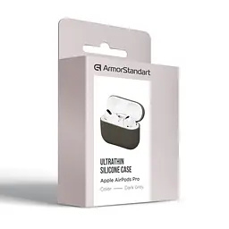 Силіконовий чохол для навушників Apple AirPods Pro, Ultrathin Silicone Case, сірий, захисний чохол, ультратонкий і легкий, захист від подряпин і пилу, м"який силікон, ArmorStandart (ARM55961) - мініатюра 3