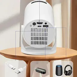 Портативний домашній проектор Rotundity M5 з WiFi та пультом для перегляду фільмів Широкоекранний 16:9 Білий - мініатюра 8