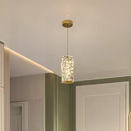 Золотий циліндричний підвіс із фактурного прозорого скла Artlight 511326GD - мініатюра 2