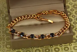 Браслет Xuping Jewelry панцирний гурмета із чорними каменями 21,5 см 4 мм золотистий