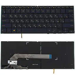 Клавіатура для ноутбука ASUS (UX370 series) rus синій без фрейму підсвічування клавіш