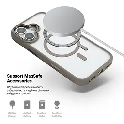 Чехол Apple iPhone 17, Unit MagSafe, серый, прозрачный, магсейф, противоударный, магнитный, панель-накладка с поддержкой MagSafe, с поддержкой беспроводной зарядки, TPU+PC, защита всего корпуса, ударопрочный, ArmorStandart (ARM86285) - мініатюра 4