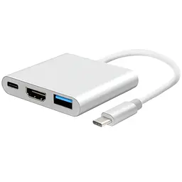 Перехідник Type-C на HDMI + USB3.0. Адаптер для MacBook, ноутбук. (Живлення 1 x Type-C, 1 x HDMI, 1 x USB)