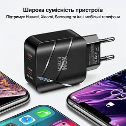 Зарядний пристрій XON PowerCharge 40W (PD20) USB Type-C (PCWC040020A0С2B 6099) Чорний - мініатюра 3