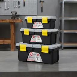 Комплект ящиків для інструментів 3 шт INTERTOOL BX-0303 (ВХ-0310 10"/ВХ-0312 12"/ВХ-0314 14") набір скрині для майстра для біт насадок та інших інструментів 3 контейнери Чорний з сірим жовтим - мініатюра 10