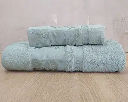 Набір турецьких бамбукових махрових рушників Cestepe 50х90+70х140 Bamboo Cicek Mint - мініатюра 1