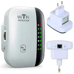 Підсилювач WiFi сигналу 2,4G до 300 Мбіт/с бездротовий Вайфай репітер роутер в розетку UKC