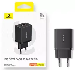 Мережевий зарядний пристрій Baseus Cube Fast Charger USB+Type-C 30W P10111404113-00 Black - мініатюра 3