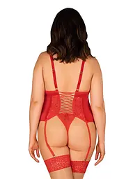 Корсет та стрінги Obsessive Blossmina, 6XL/7XL (червоний) - мініатюра 2