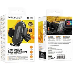 Автотримач Borofone BH133 Rio push-type (air outlet) Black - мініатюра 6