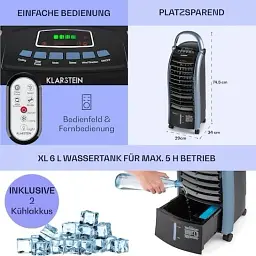 Охолоджувач повітря Klarstein Maxfresh Ocean 4 в 1 444 м³/год 65 Вт (10034640) - мініатюра 7