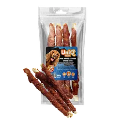 Ласощі для собак UniQ PETS Качка на палиці з сиром'ятної шкіри 28 см, 320 г