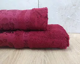 Набір турецьких бамбукових махрових рушників Cestepe 50х90+70х140 Bamboo Cicek Bordo
