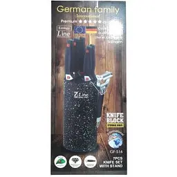 Набір кухонних ножів German Family GF-S16 професійні 7 предметів чорний (GF-S16_512) - мініатюра 3