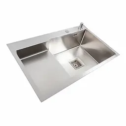 Кухонна мийка 78x50С R нержавійка Platinum Handmade (поглиблена полиця, 3.0/1.0 мм), Нержавіюча сталь - мініатюра 3