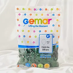 Надувні повітряні кульки Gemar 26 см (10") 100 шт наповнення повітрям або гелієм матовий Темно-зелений - мініатюра 2