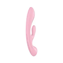 Двосторонній вібратор-кролик Satisfyer Triple Oh Pink, 3 мотори, руків’я-масажер - мініатюра 5