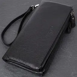 Практичний шкіряний гаманець на три відділення ST Leather 23111 чорний
